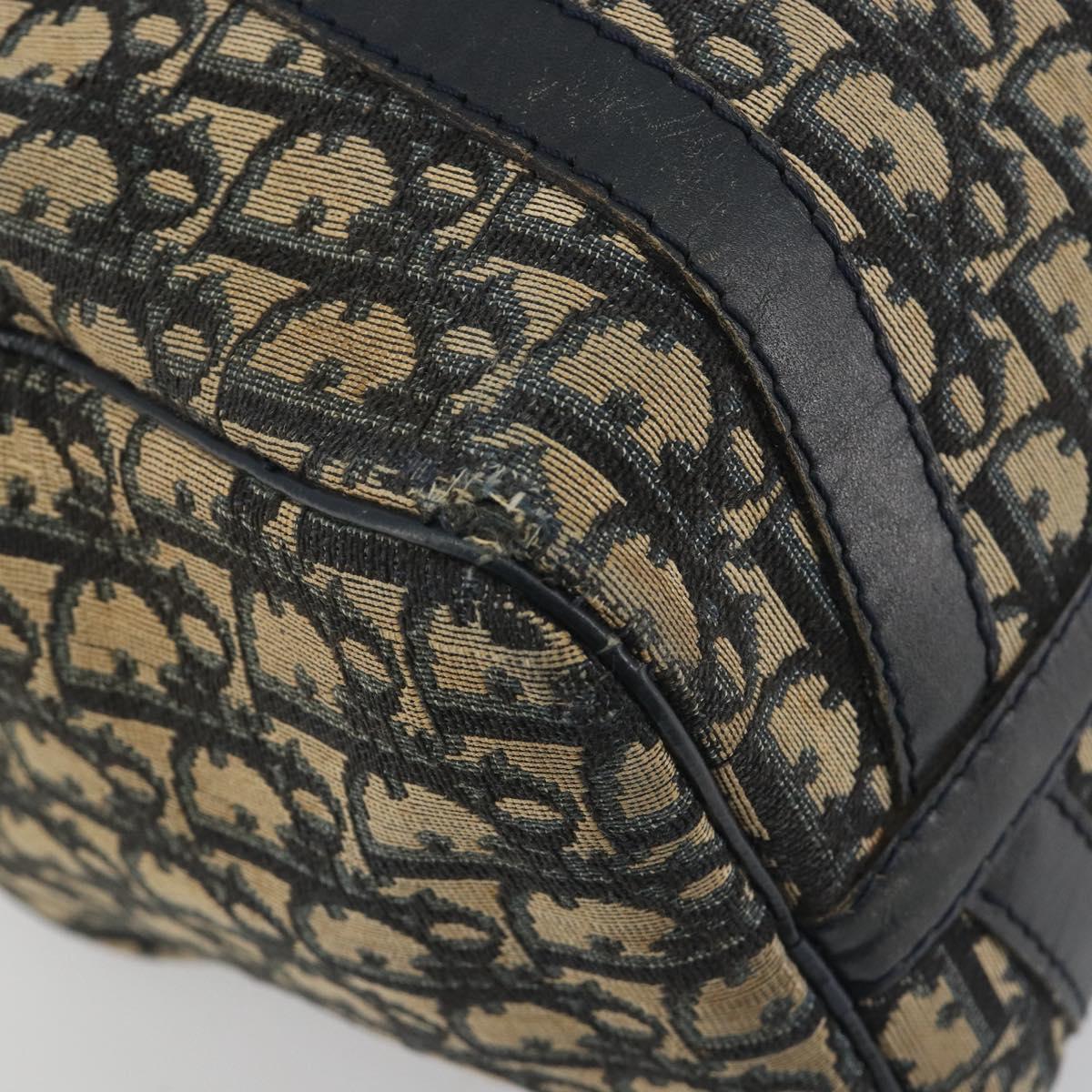 Christian Dior Trotter Canvas Boston Bag Navy Silver Auth 188692