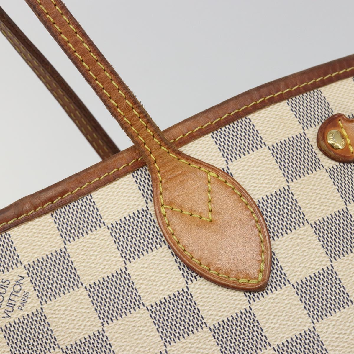 LOUIS VUITTON Damier Azur Neverfull PM Tote Bag N41362 LV Auth 188715