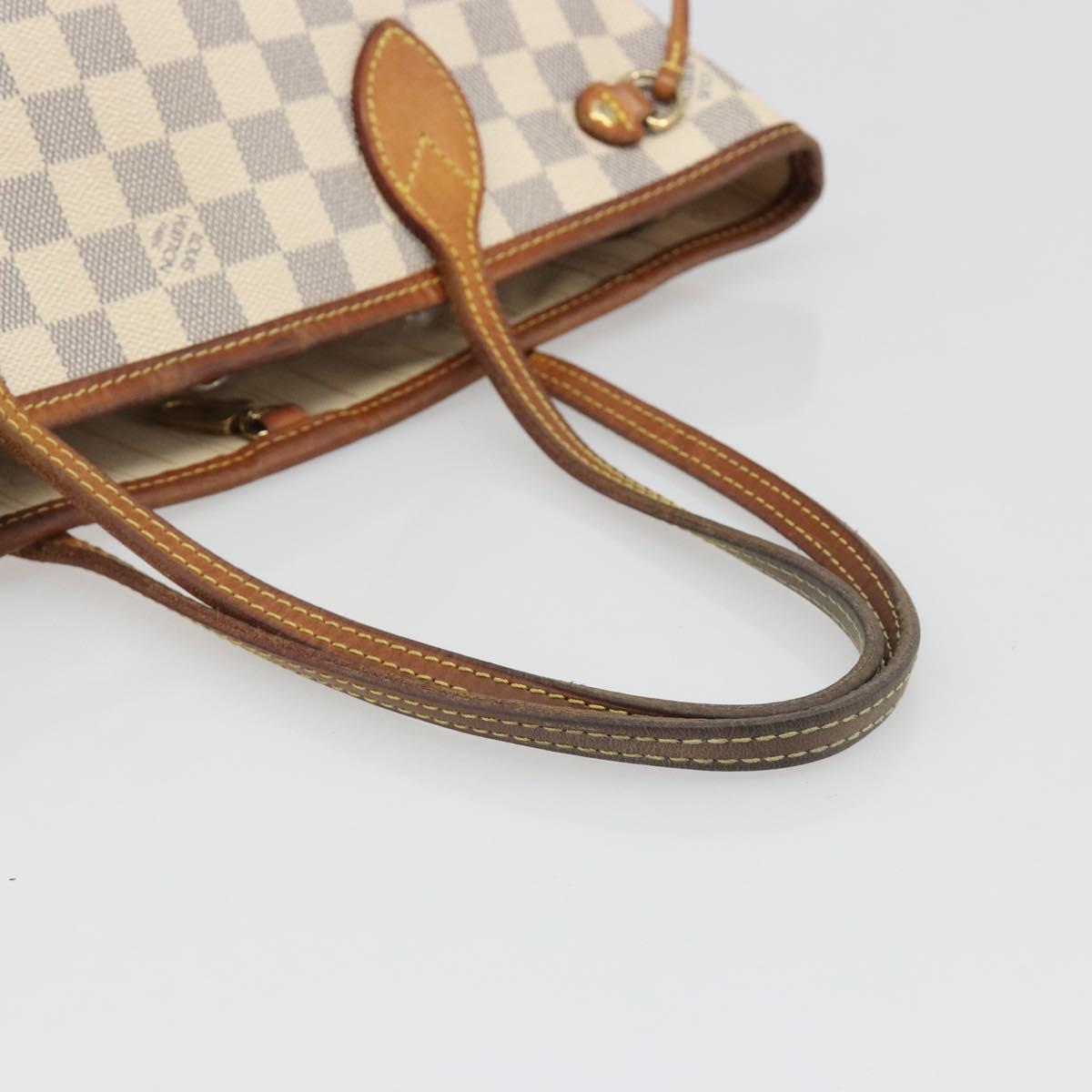 LOUIS VUITTON Damier Azur Neverfull PM Tote Bag N41362 LV Auth 188715