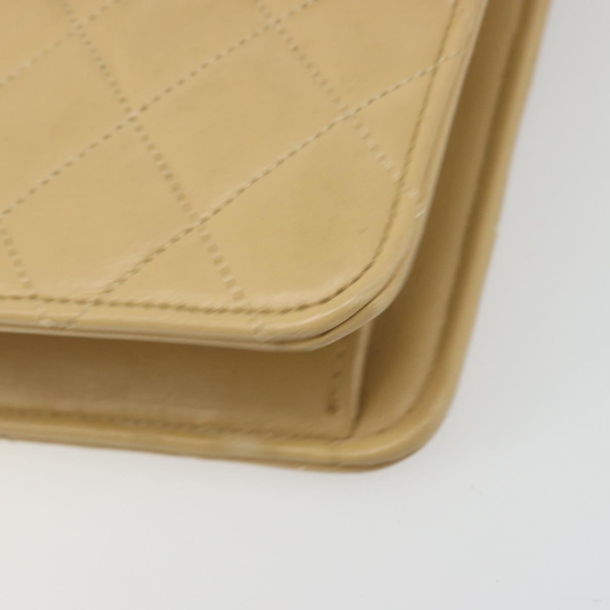 CHANEL Matelasse Chain Shoulder Bag Lamb Skin Beige Gold CC Auth 188721
