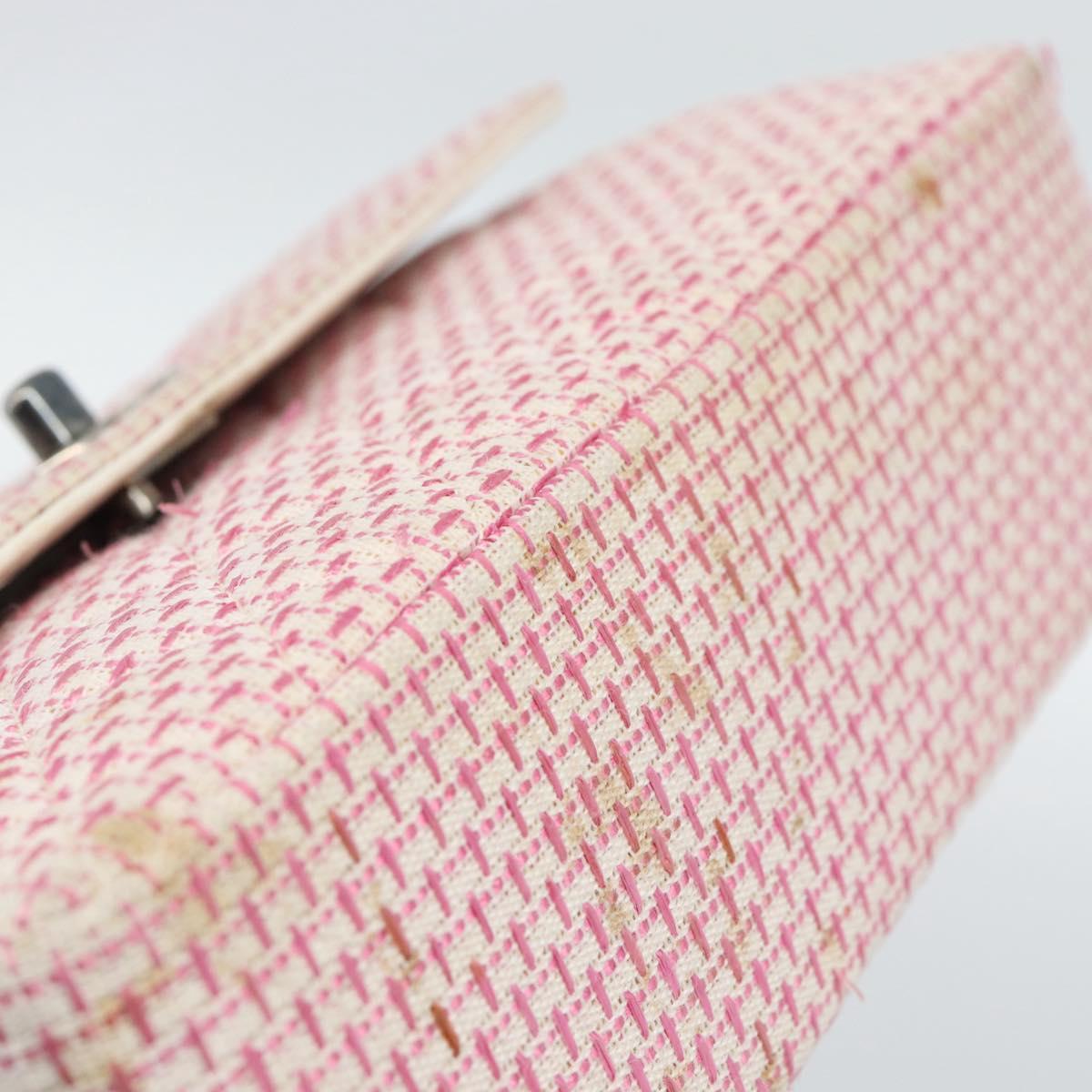 CHANEL Matelasse Chain Shoulder Bag Canvas Pink Silver CC Auth 188723V