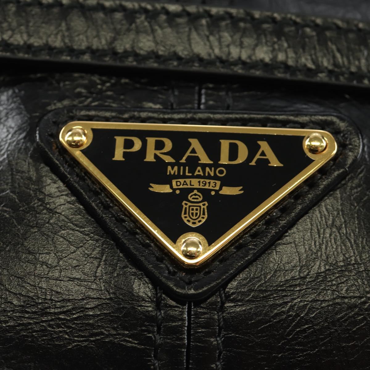 PRADA Bonnie Mini Hand Bag Leather 2way Black Gold Auth 188724SM