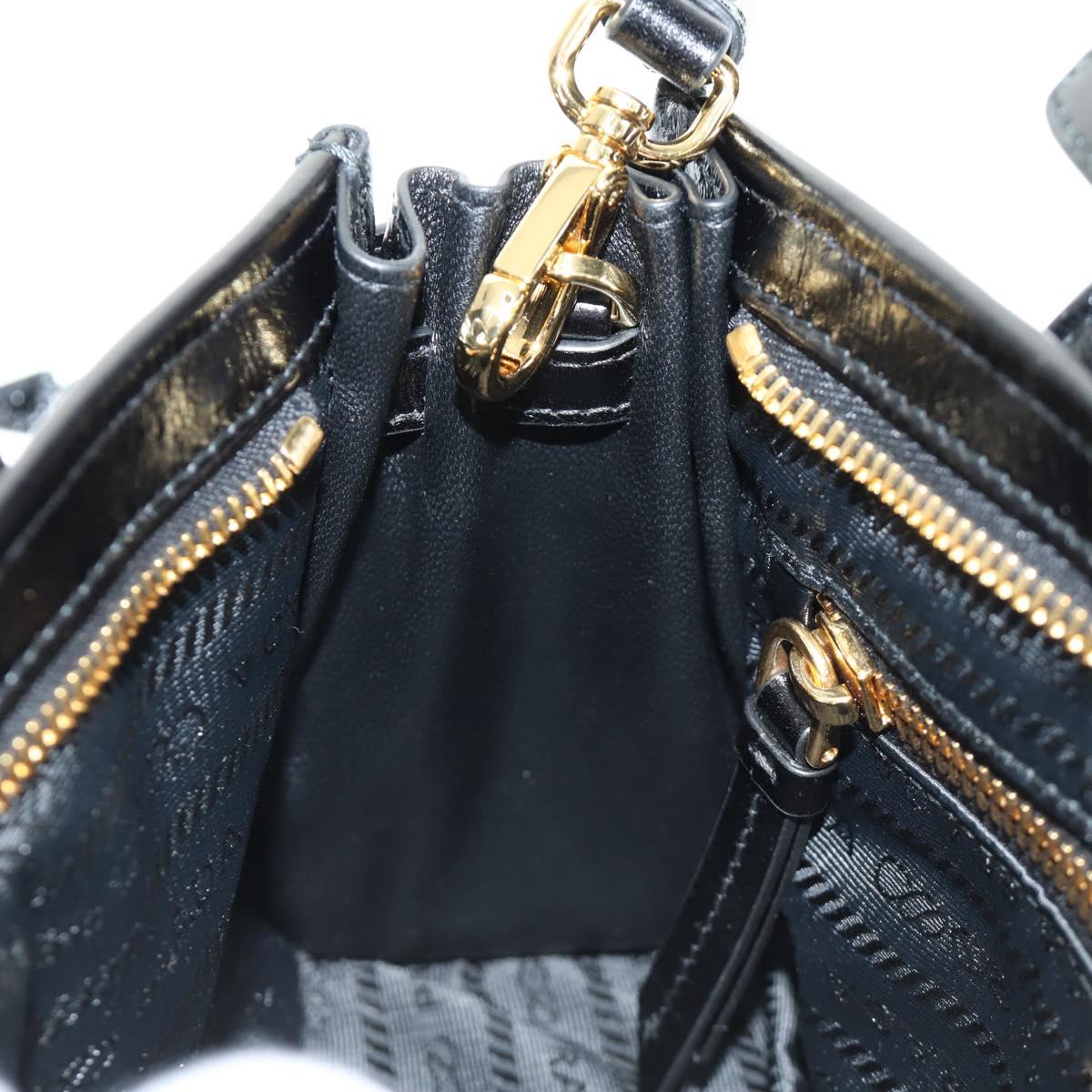 PRADA Bonnie Mini Hand Bag Leather 2way Black Gold Auth 188724SM