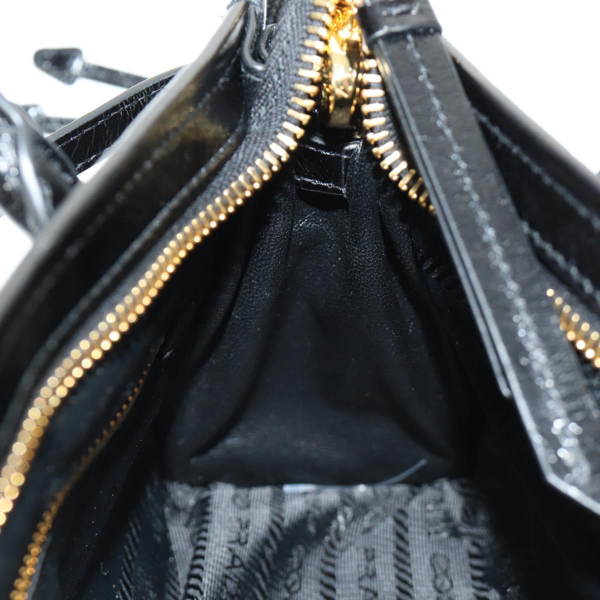 PRADA Bonnie Mini Hand Bag Leather 2way Black Gold Auth 188724SM