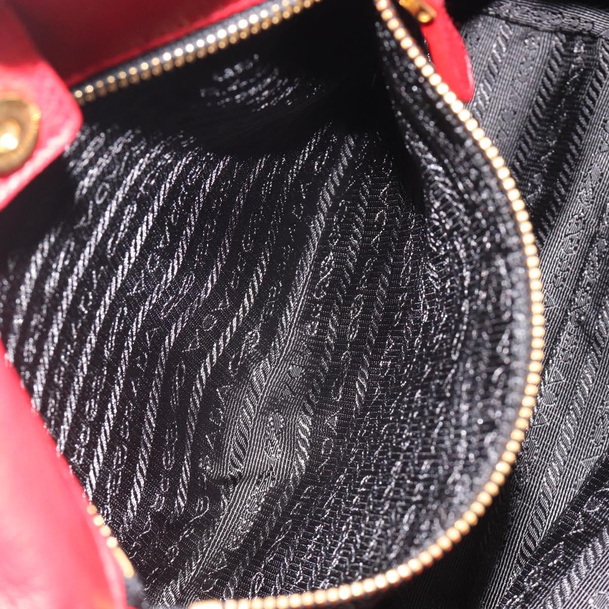 PRADA Ribbon Hand Bag Nylon Red Gold Auth 188725A