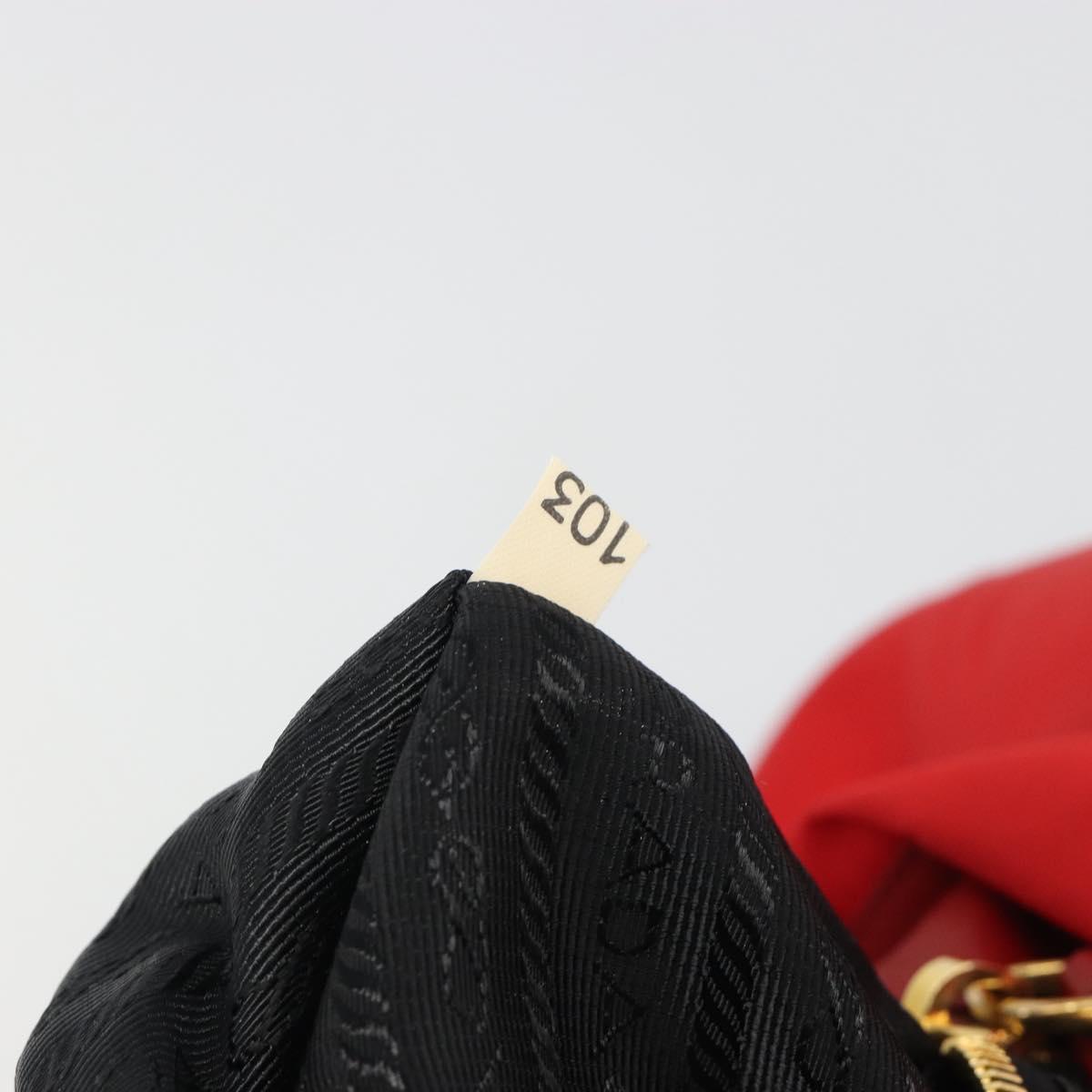 PRADA Ribbon Hand Bag Nylon Red Gold Auth 188725A