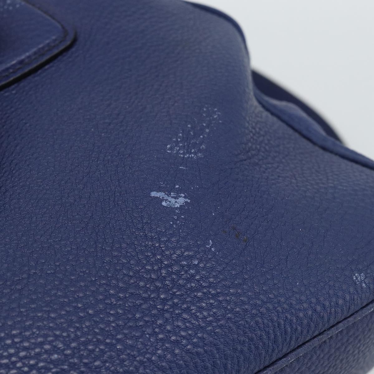 PRADA Hand Bag Vittero Dino Leather 2way Blue Gold Auth 188726