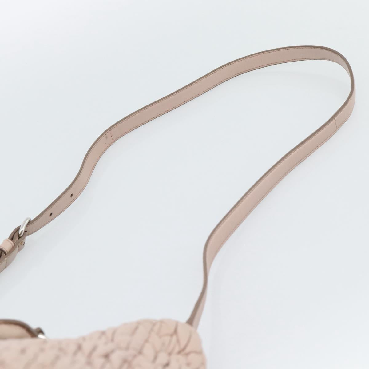 Miu Miu Matelasse Chain Shoulder Bag Leather 2way Pink Silver Auth 188727