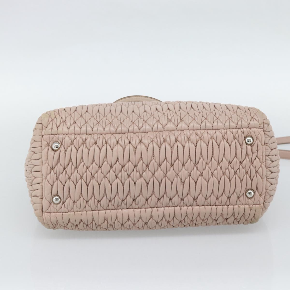 Miu Miu Matelasse Chain Shoulder Bag Leather 2way Pink Silver Auth 188727