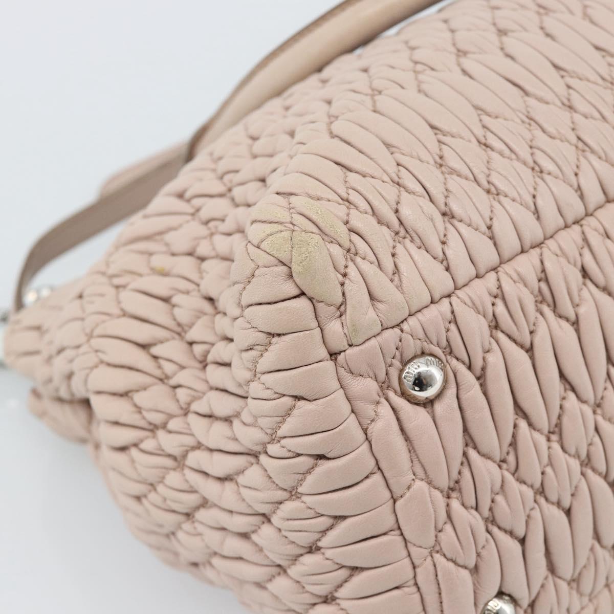 Miu Miu Matelasse Chain Shoulder Bag Leather 2way Pink Silver Auth 188727