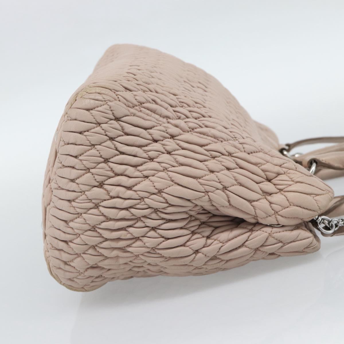 Miu Miu Matelasse Chain Shoulder Bag Leather 2way Pink Silver Auth 188727