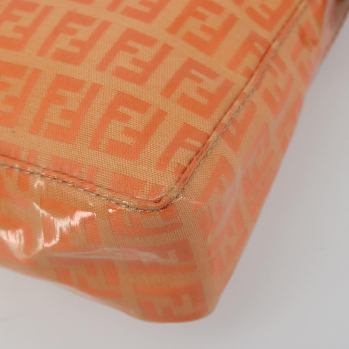 FENDI Zucchino Canvas Hand Pouch Coated Canvas Orange Gold Auth 188729