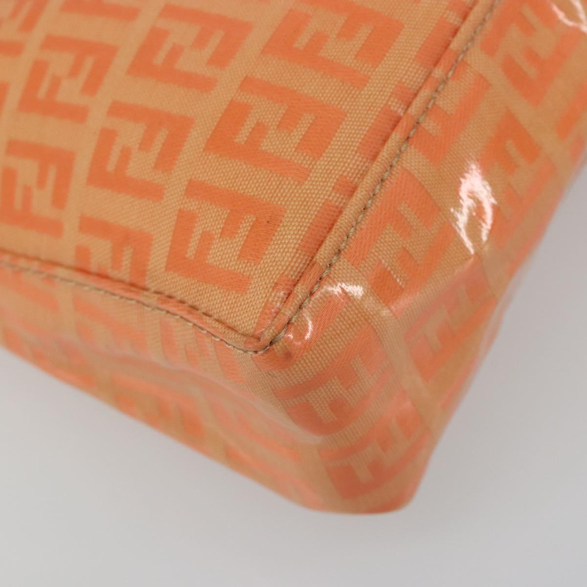FENDI Zucchino Canvas Hand Pouch Coated Canvas Orange Gold Auth 188729