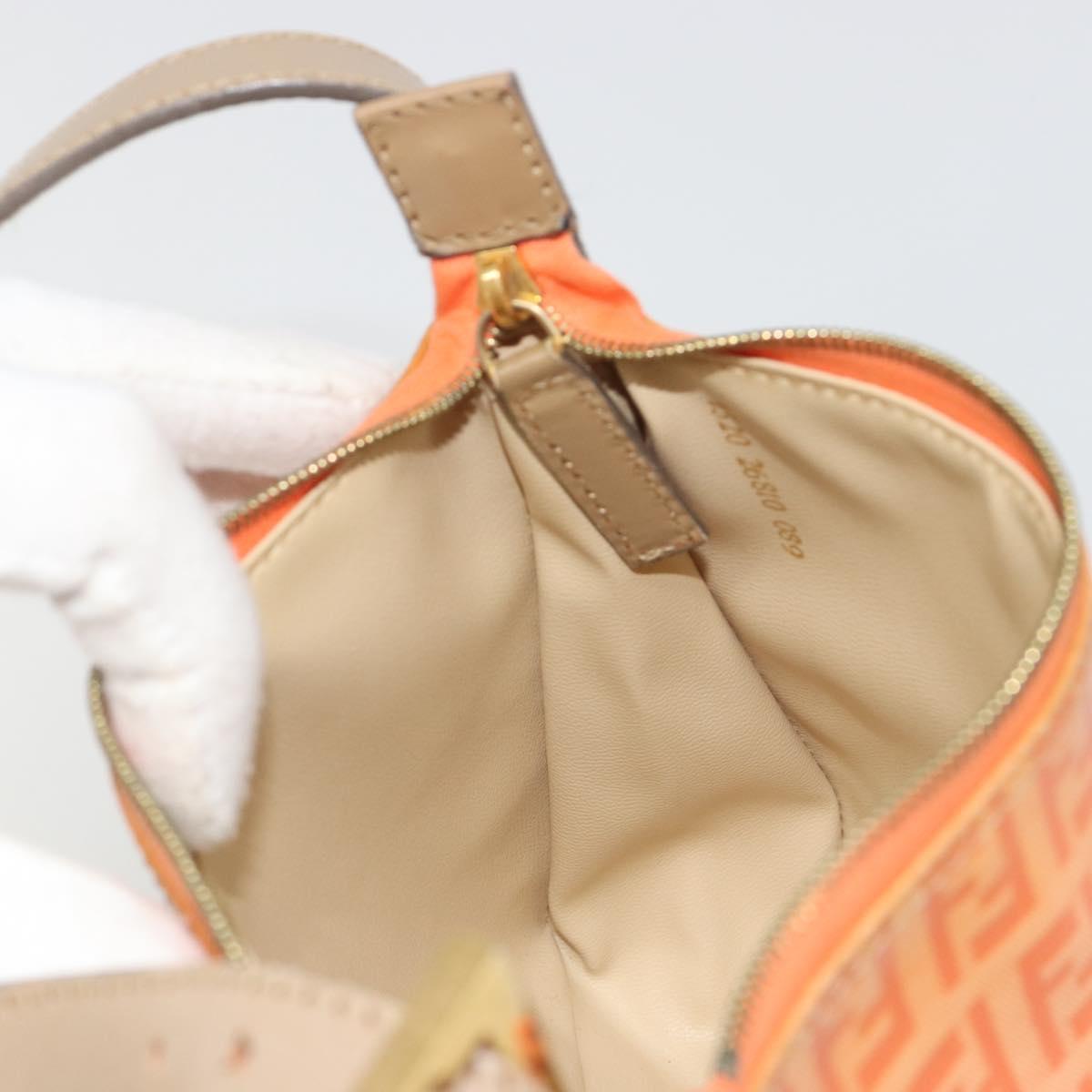 FENDI Zucchino Canvas Hand Pouch Coated Canvas Orange Gold Auth 188729