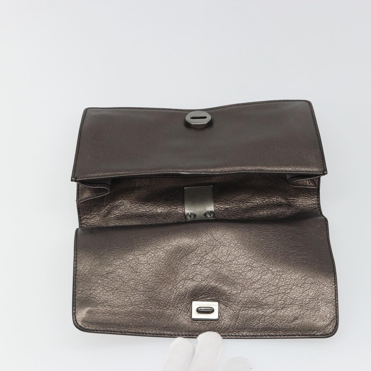 Salvatore Ferragamo Gancini Hand Bag Leather Gray Auth 188730A