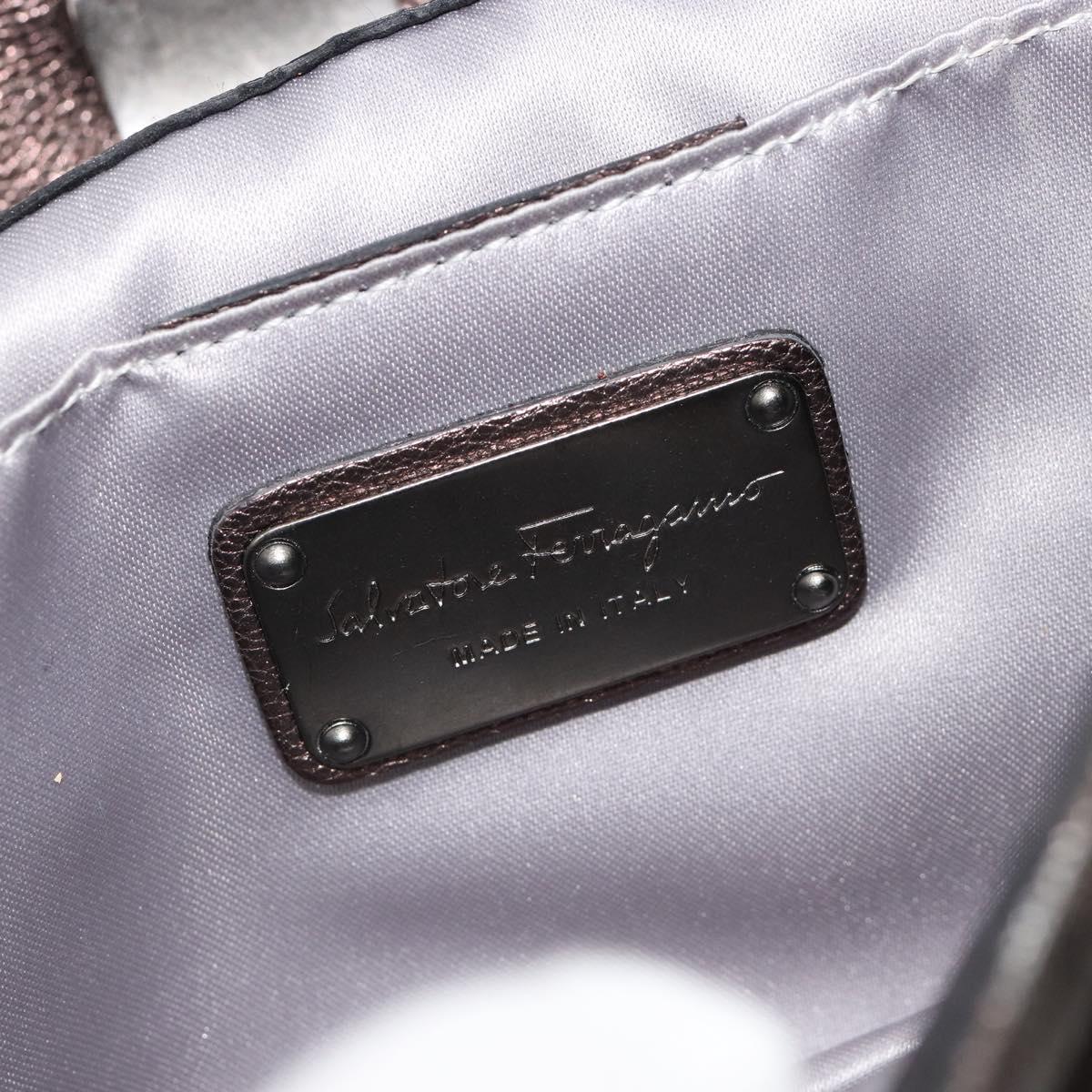 Salvatore Ferragamo Gancini Hand Bag Leather Gray Auth 188730A