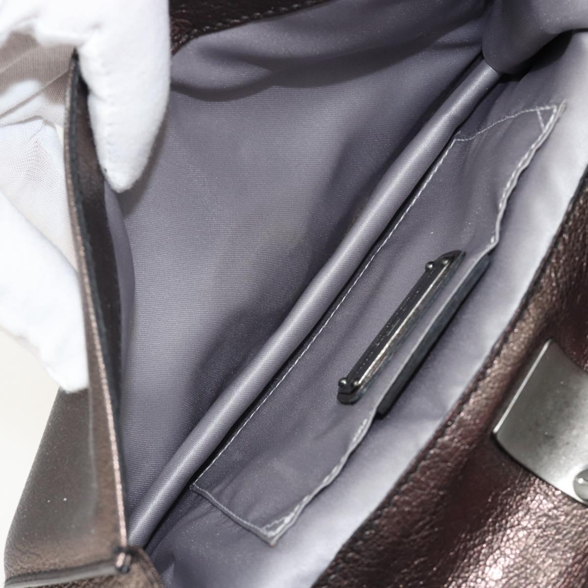 Salvatore Ferragamo Gancini Hand Bag Leather Gray Auth 188730A