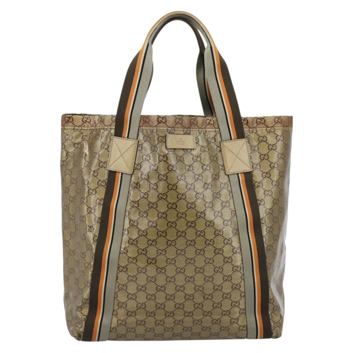 GUCCI GG Crystal Tote Bag Coated Canvas Beige 189669 Auth 188731