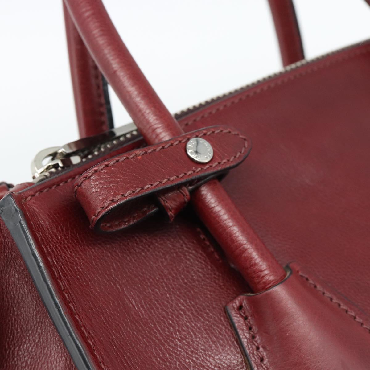 PRADA Hand Bag Leather 2way Red Silver Auth 188750M