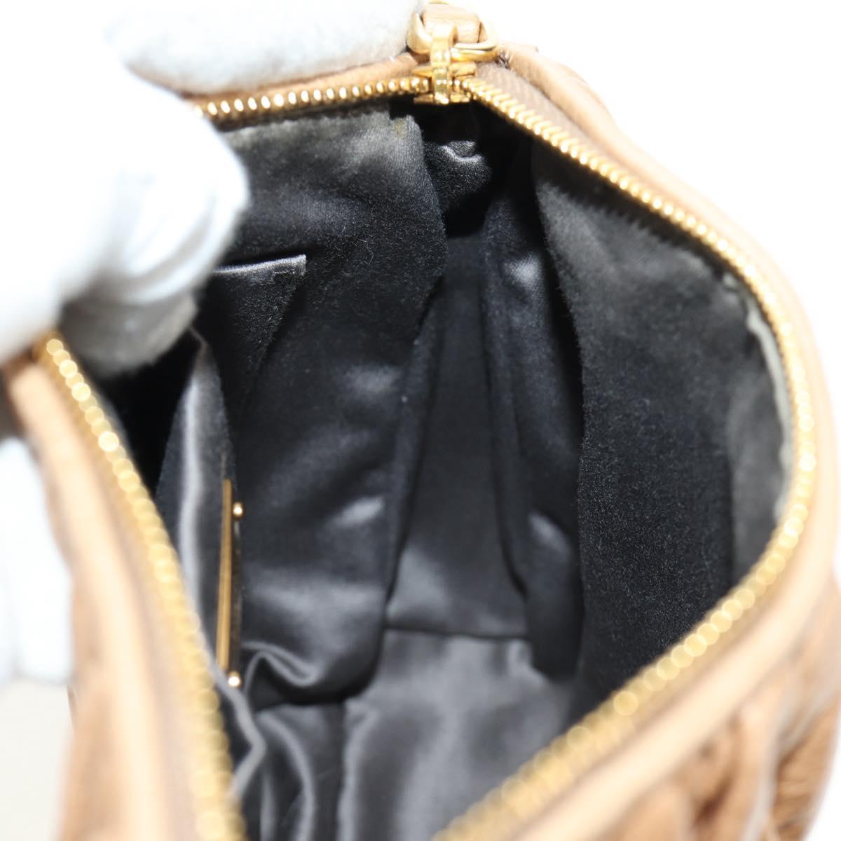 Miu Miu Matelasse Shoulder Bag Leather Beige Gold Auth 188751M