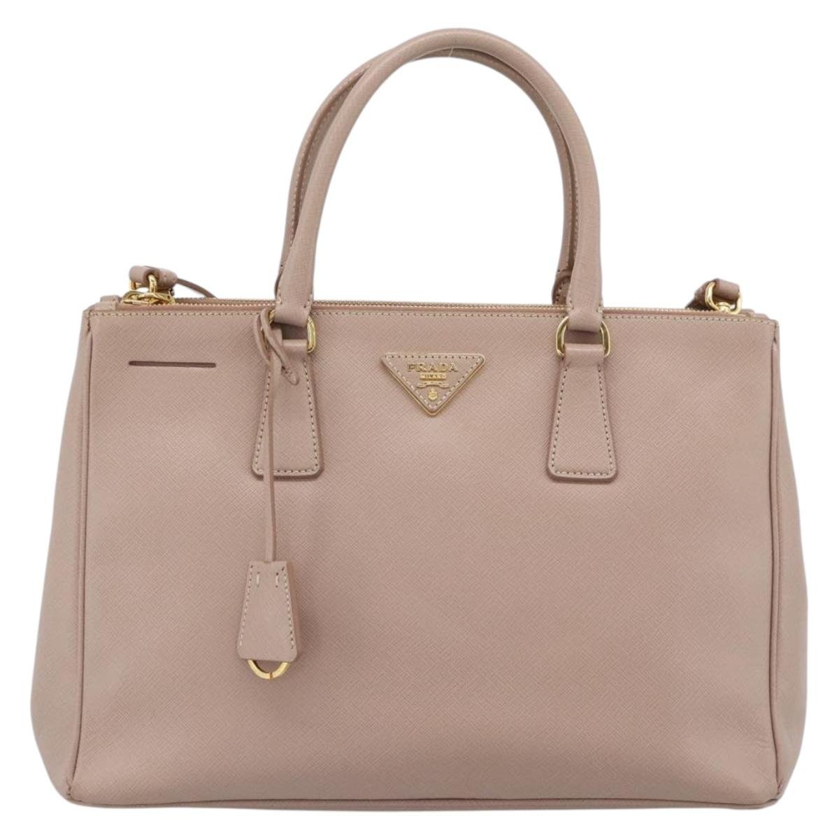 PRADA Galleria Hand Bag Safiano Leather 2way Pink Gold Auth 188752V