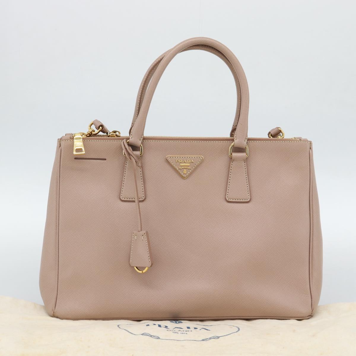 PRADA Galleria Hand Bag Safiano Leather 2way Pink Gold Auth 188752V