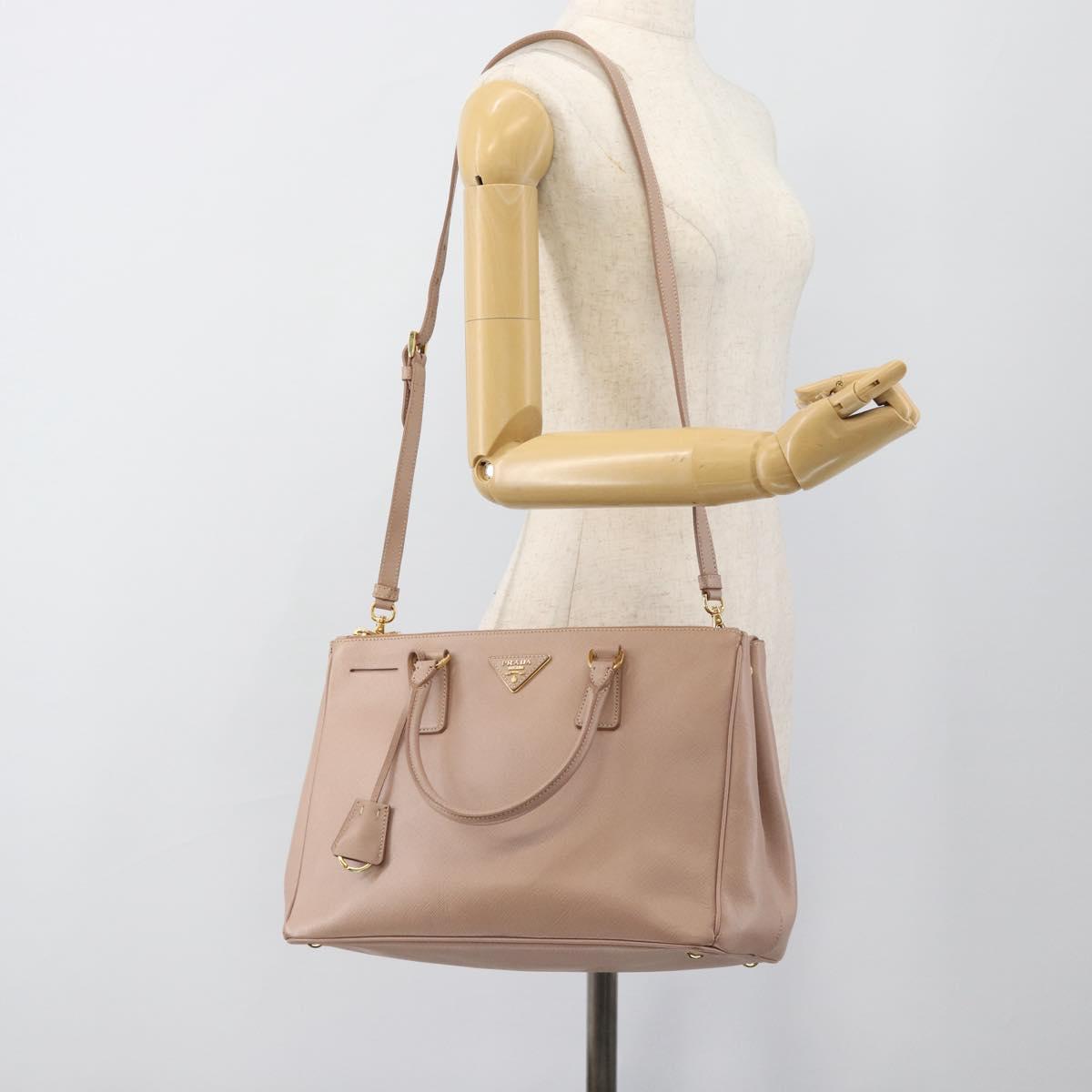 PRADA Galleria Hand Bag Safiano Leather 2way Pink Gold Auth 188752V