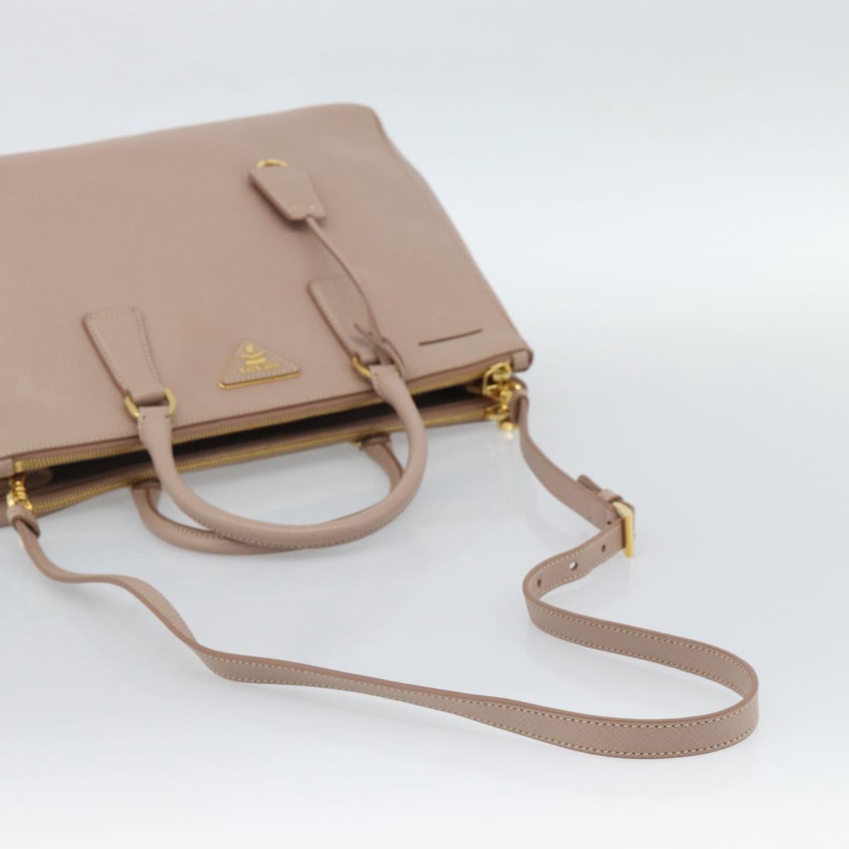 PRADA Galleria Hand Bag Safiano Leather 2way Pink Gold Auth 188752V