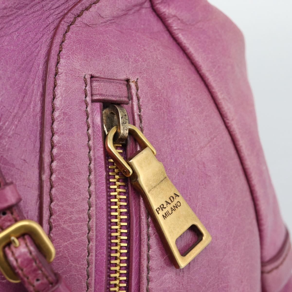 PRADA Hand Bag Leather Purple Gold Auth 188753M