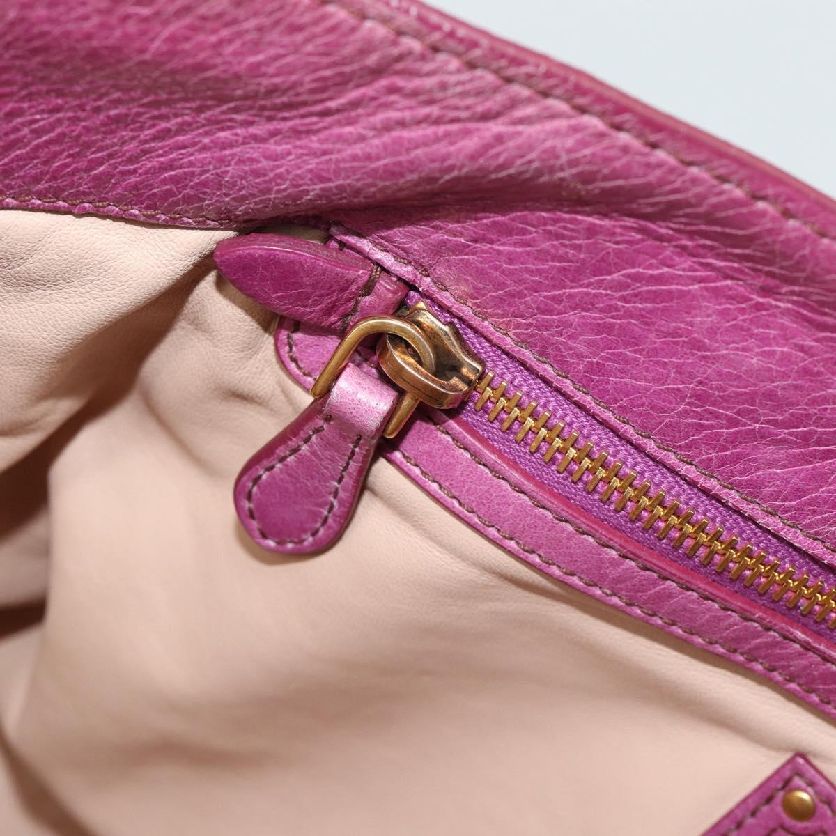 PRADA Hand Bag Leather Purple Gold Auth 188753M