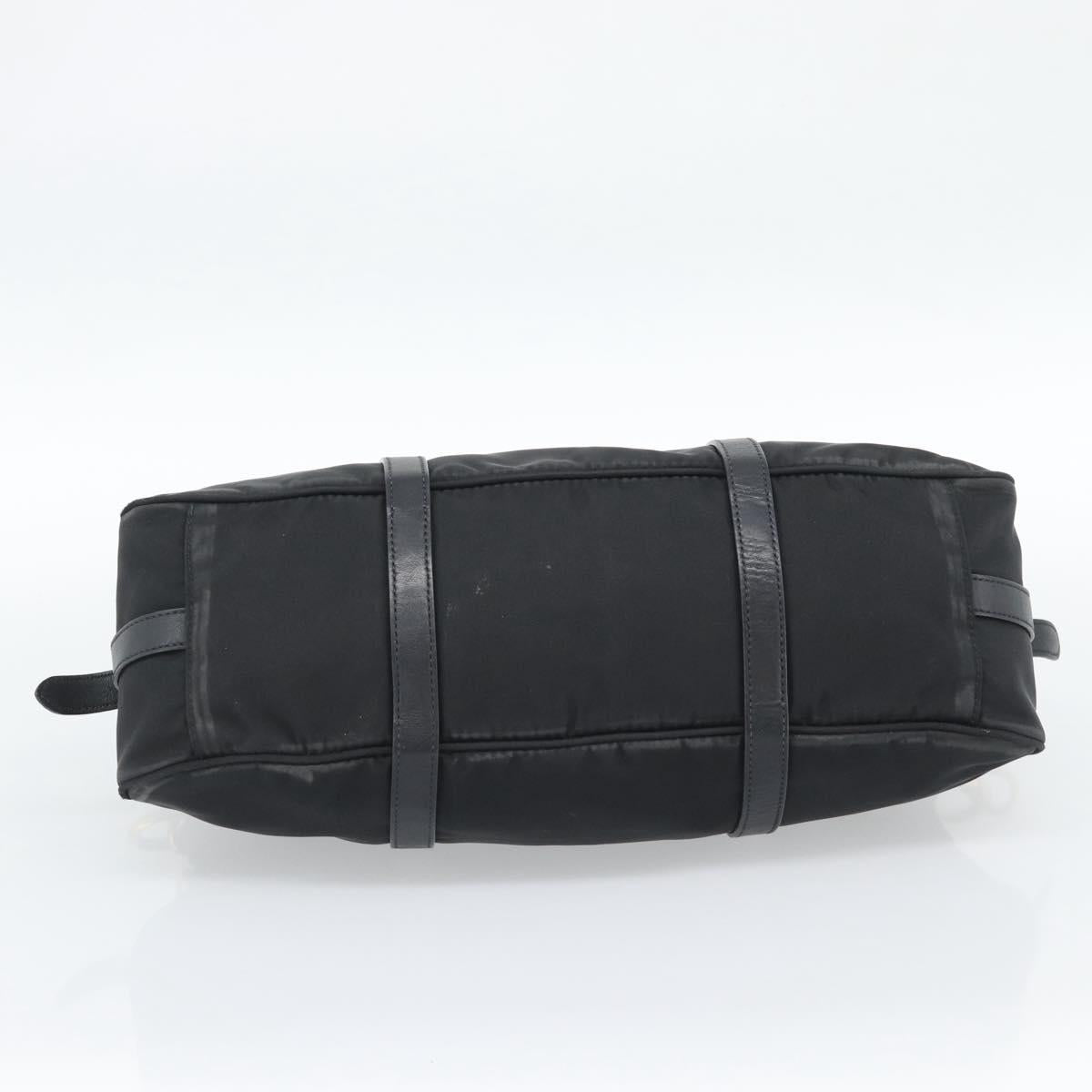 PRADA Hand Bag Nylon 2way Black Gold Auth 188755A