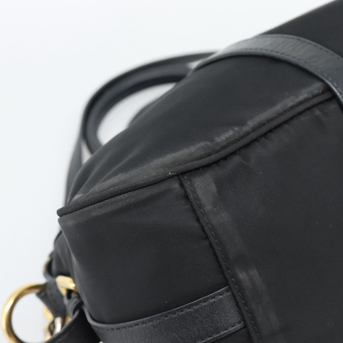 PRADA Hand Bag Nylon 2way Black Gold Auth 188755A