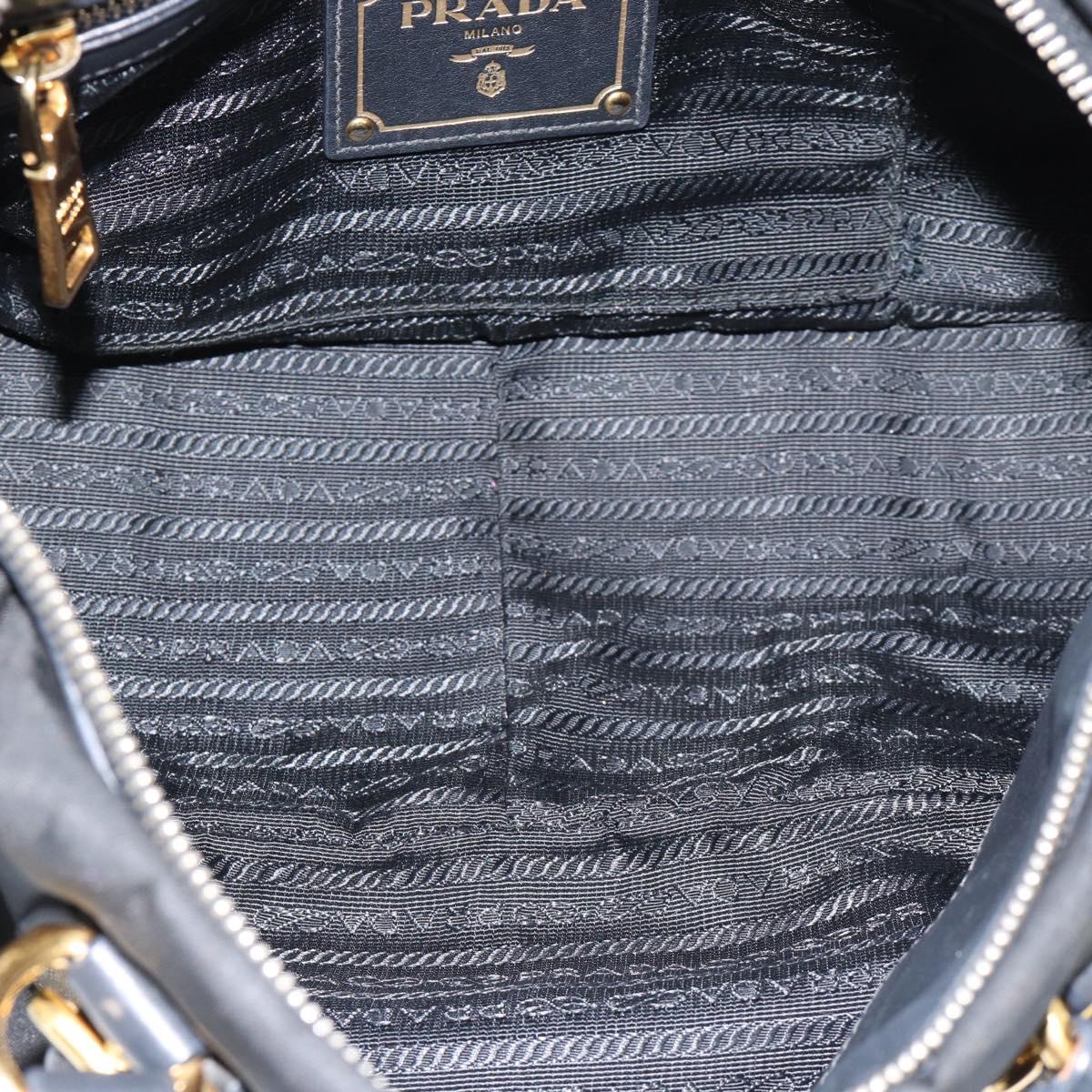 PRADA Hand Bag Nylon 2way Black Gold Auth 188755A