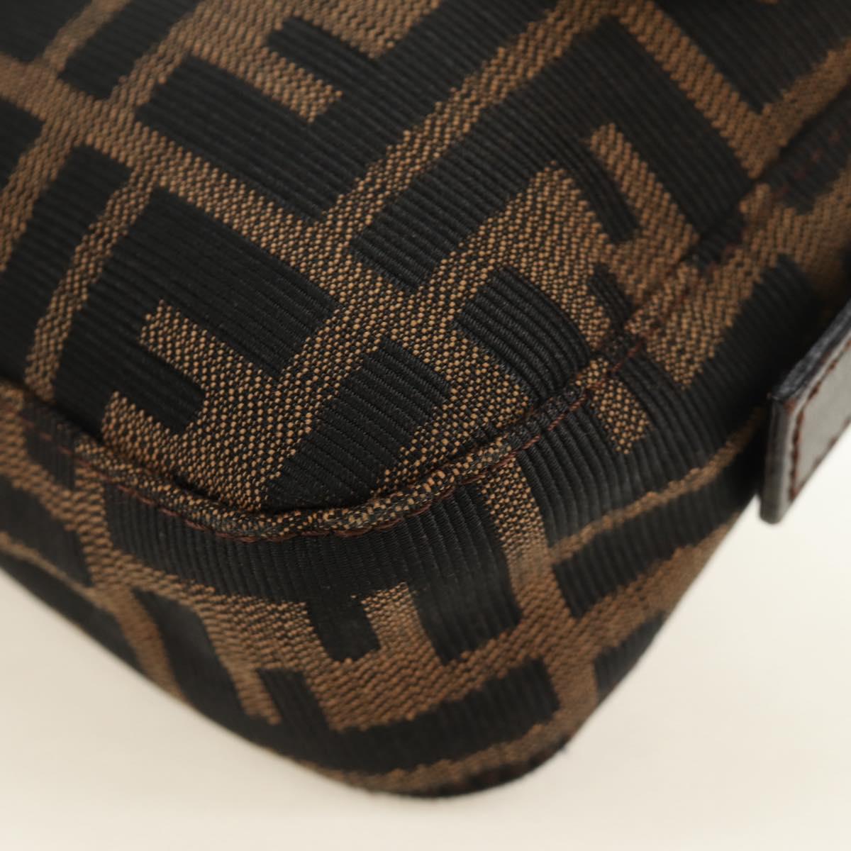 FENDI Zucca Canvas Mamma Baguette Shoulder Bag Black Brown Auth 188756SAM
