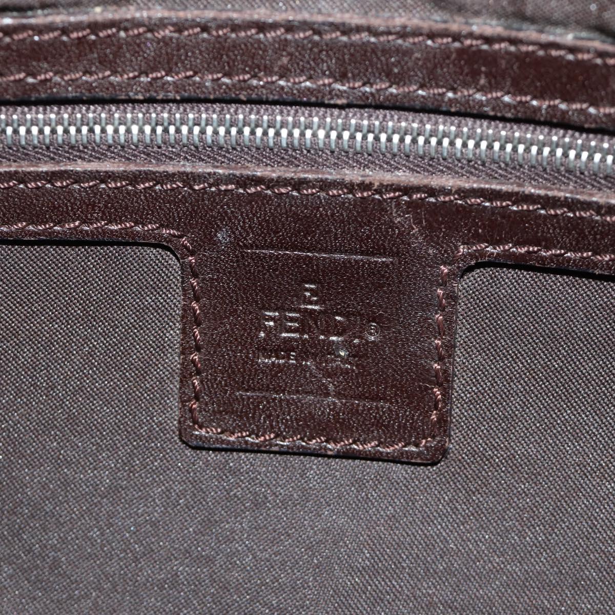 FENDI Zucca Canvas Mamma Baguette Shoulder Bag Black Brown Auth 188756SAM