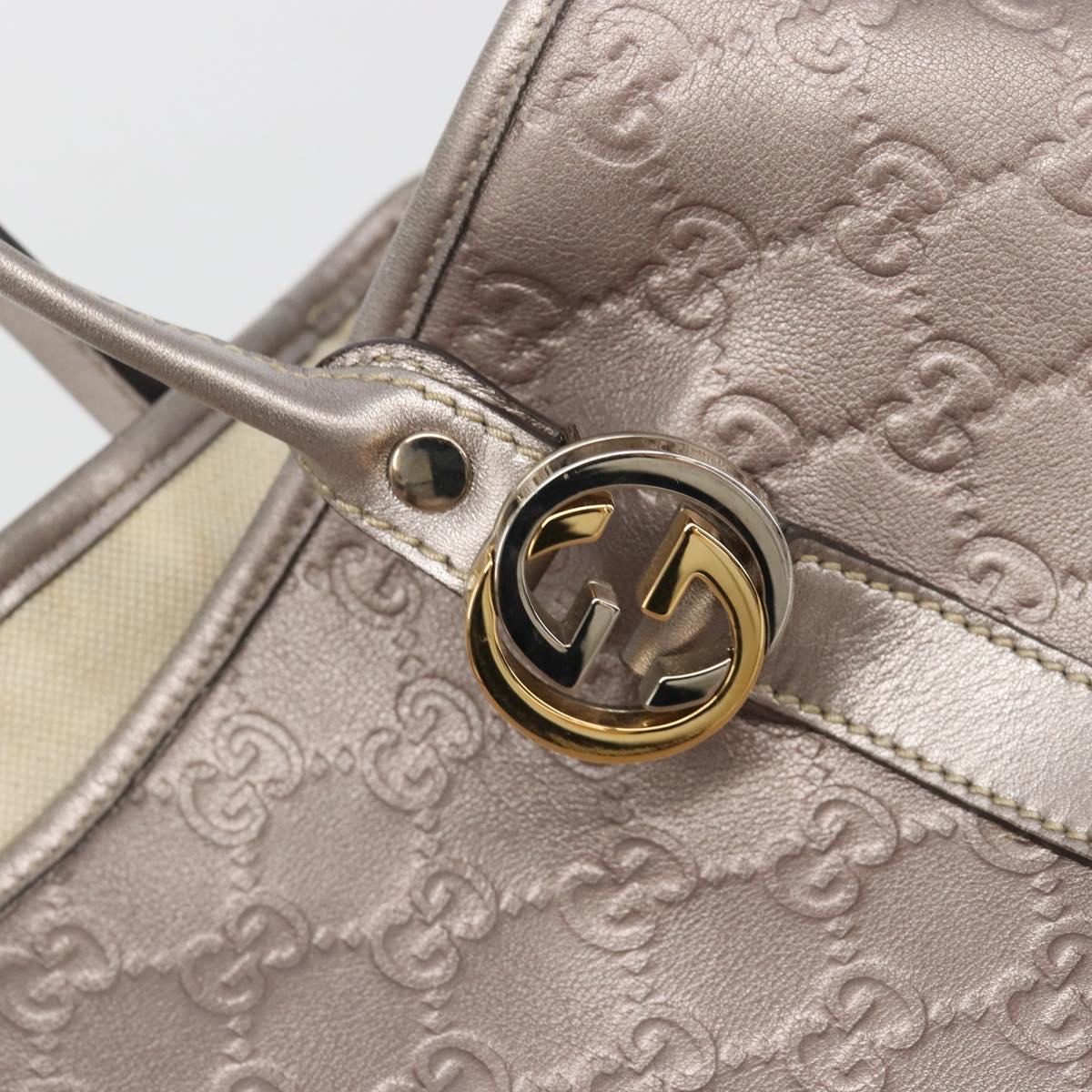 GUCCI GG Canvas Guccissima Miss GG Bag Leather Pink Silver 232957 Auth 188757V