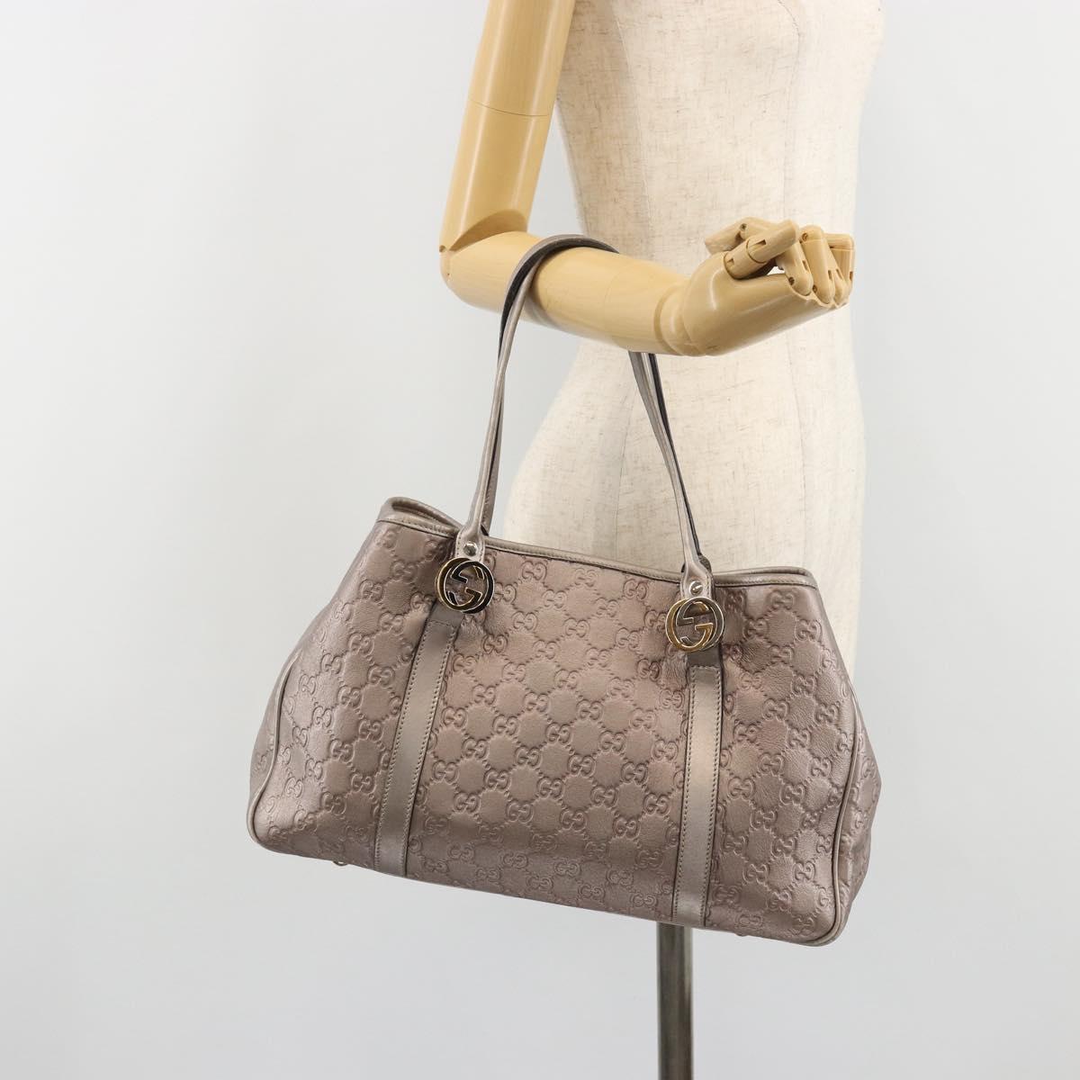 GUCCI GG Canvas Guccissima Miss GG Bag Leather Pink Silver 232957 Auth 188757V