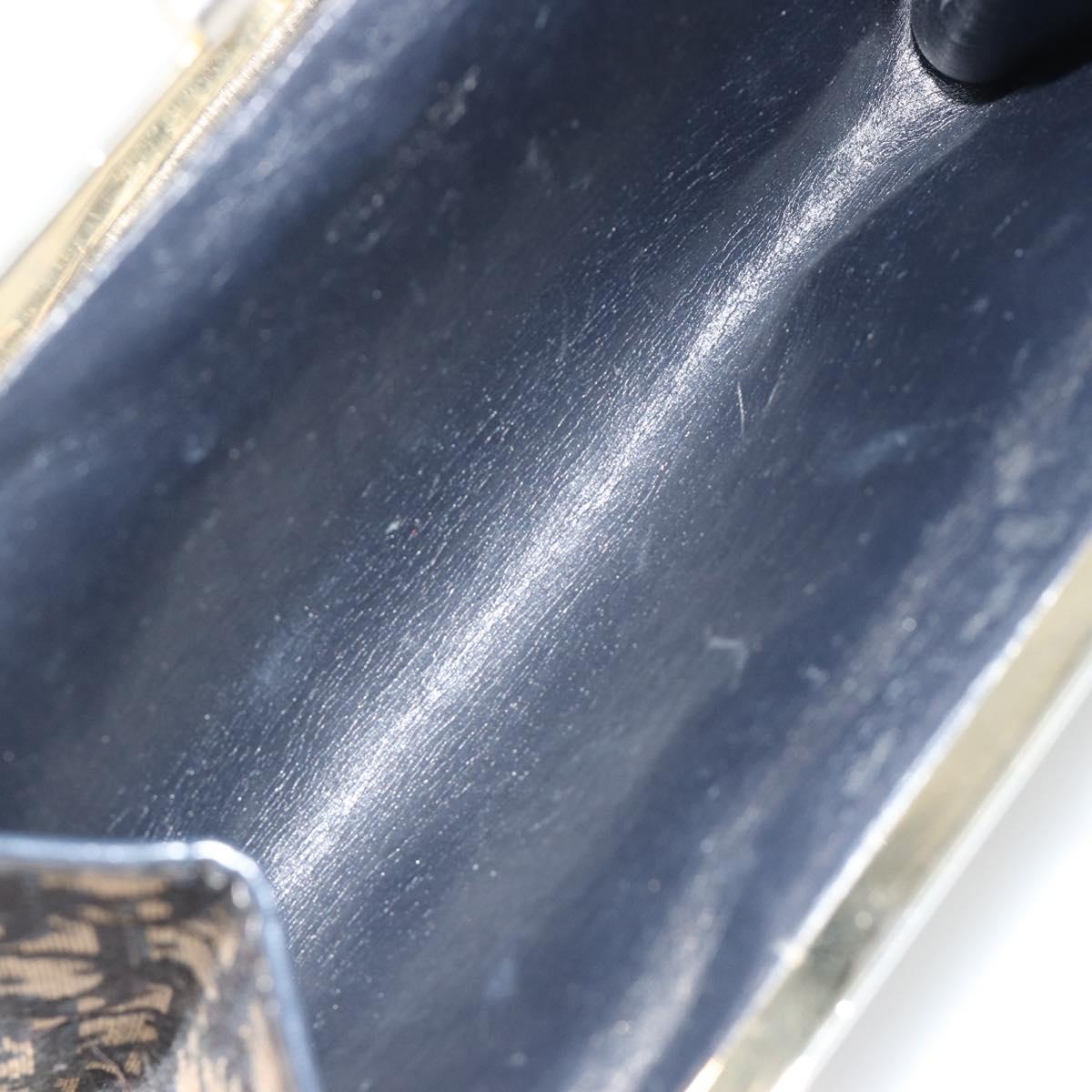 Christian Dior Trotter Canvas Clutch Bag Navy Gold Auth 188759
