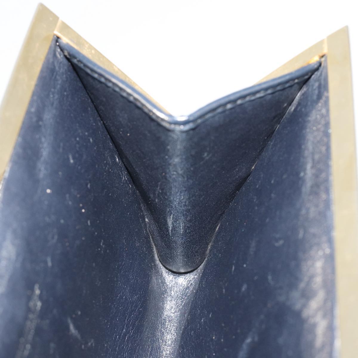 Christian Dior Trotter Canvas Clutch Bag Navy Gold Auth 188759