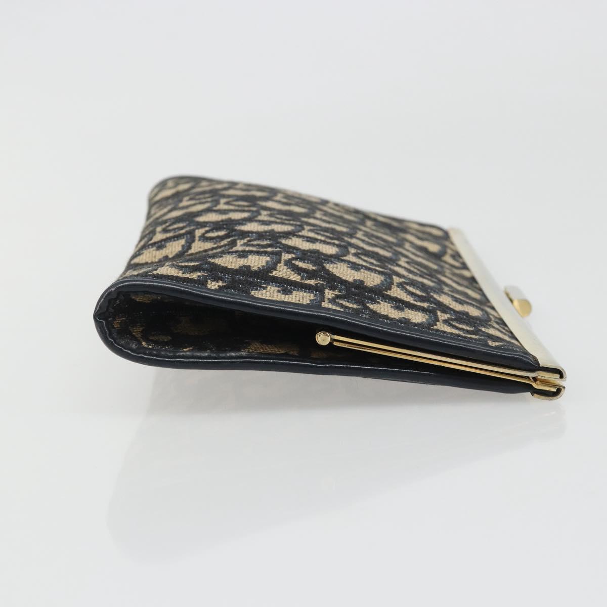 Christian Dior Trotter Canvas Clutch Bag Navy Gold Auth 188759