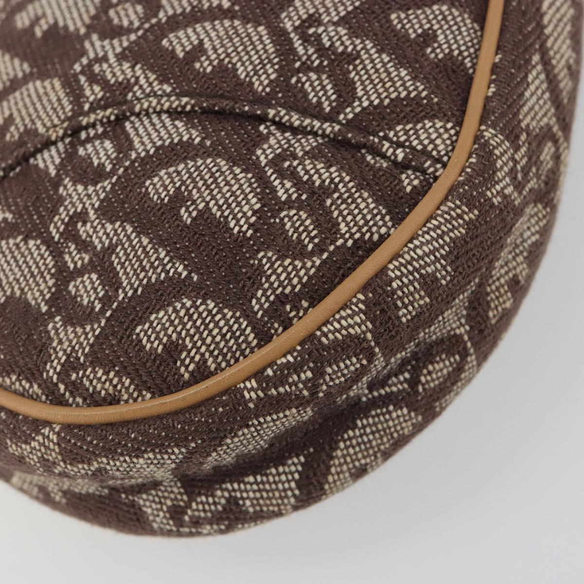 Christian Dior Trotter Canvas Saddle Accessory Pouch Brown Gold Auth 188760V