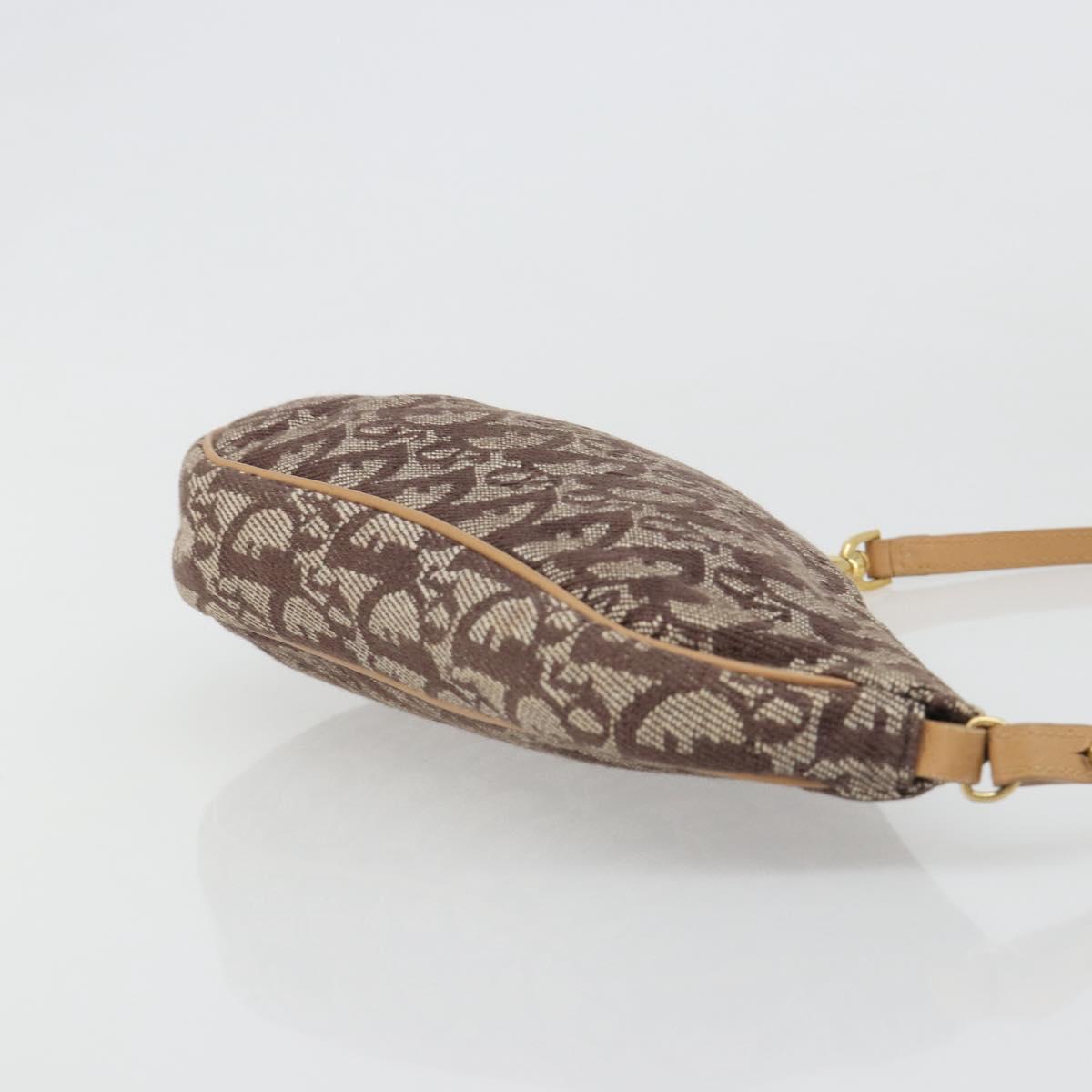 Christian Dior Trotter Canvas Saddle Accessory Pouch Brown Gold Auth 188760V