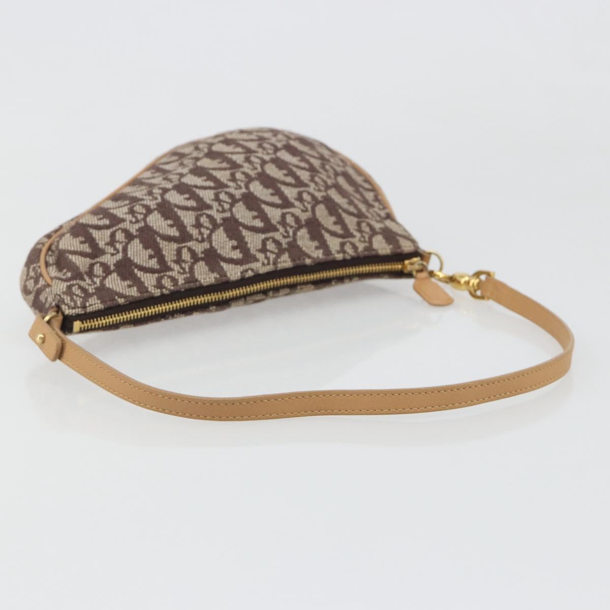 Christian Dior Trotter Canvas Saddle Accessory Pouch Brown Gold Auth 188760V