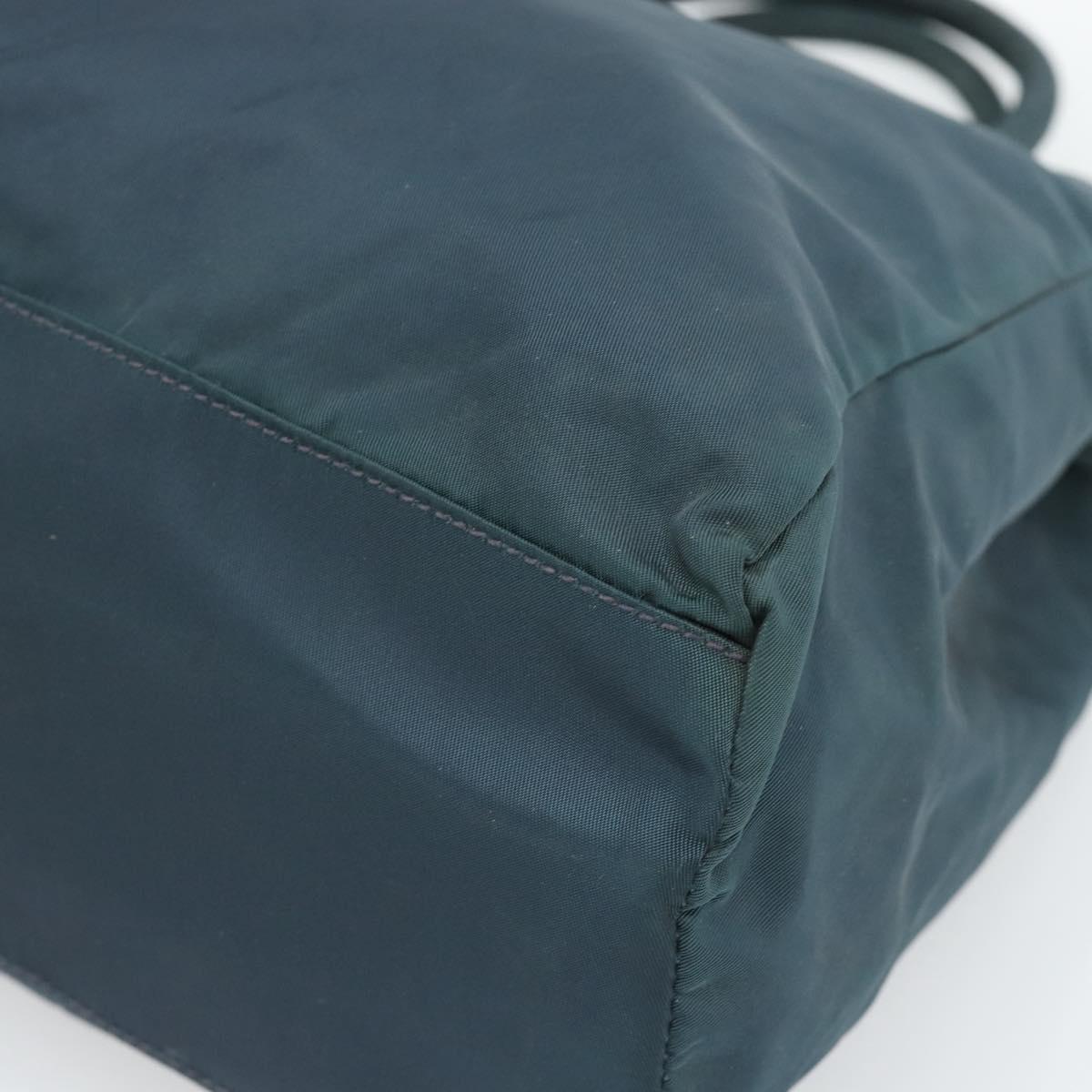 PRADA Hand Bag Nylon Green Silver Auth 188780