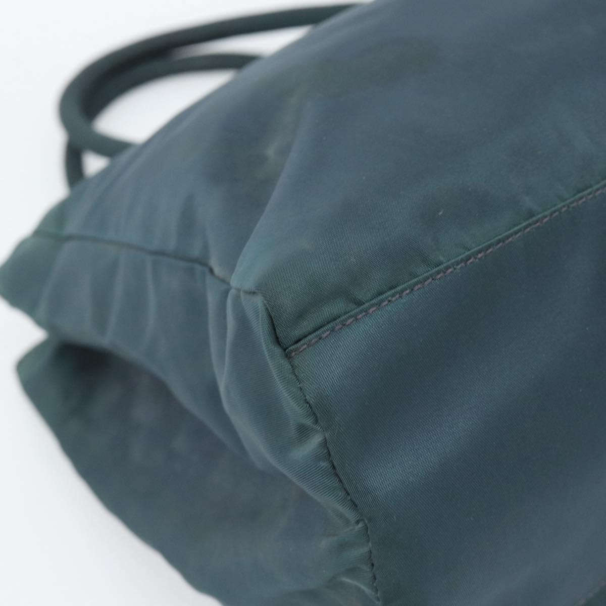 PRADA Hand Bag Nylon Green Silver Auth 188780