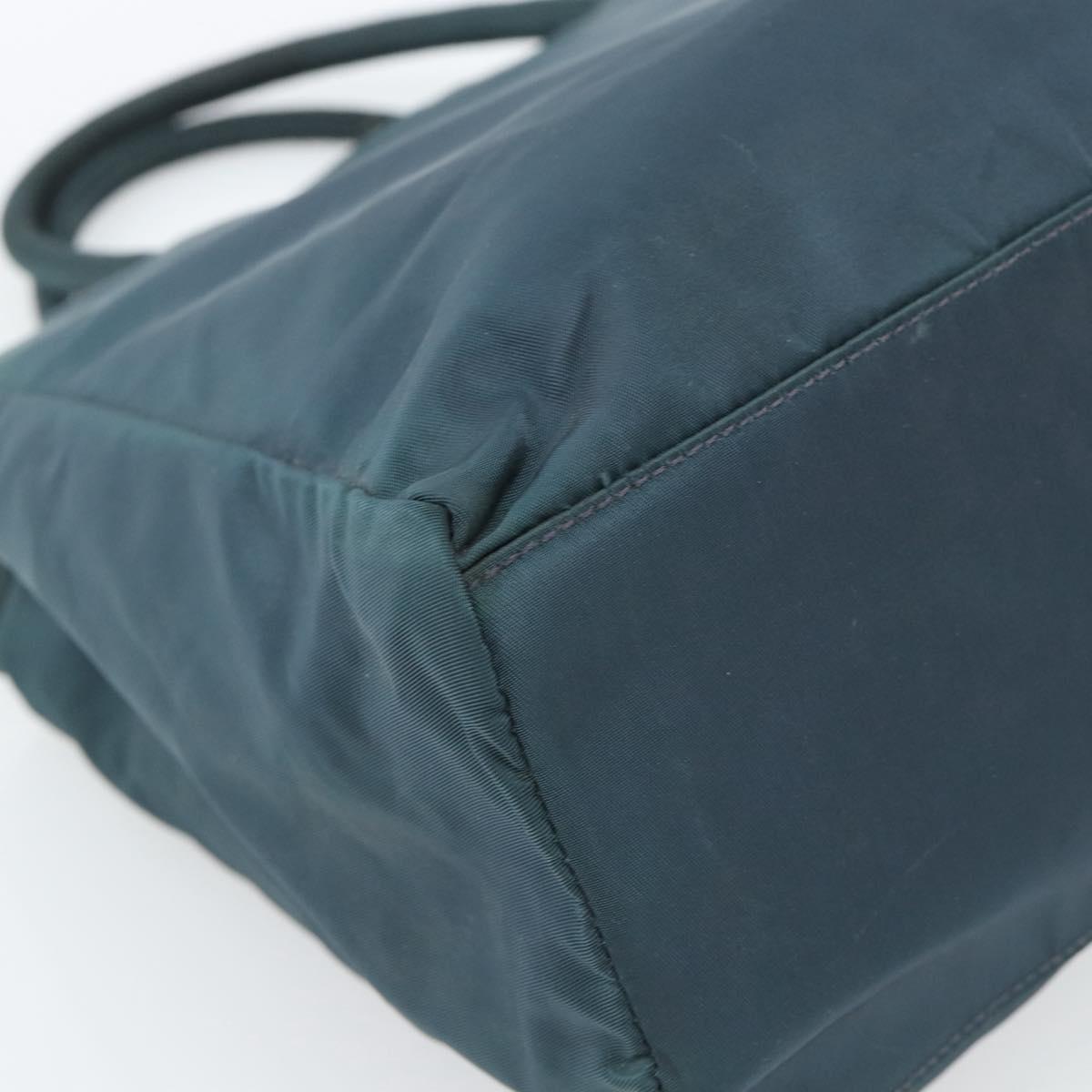 PRADA Hand Bag Nylon Green Silver Auth 188780