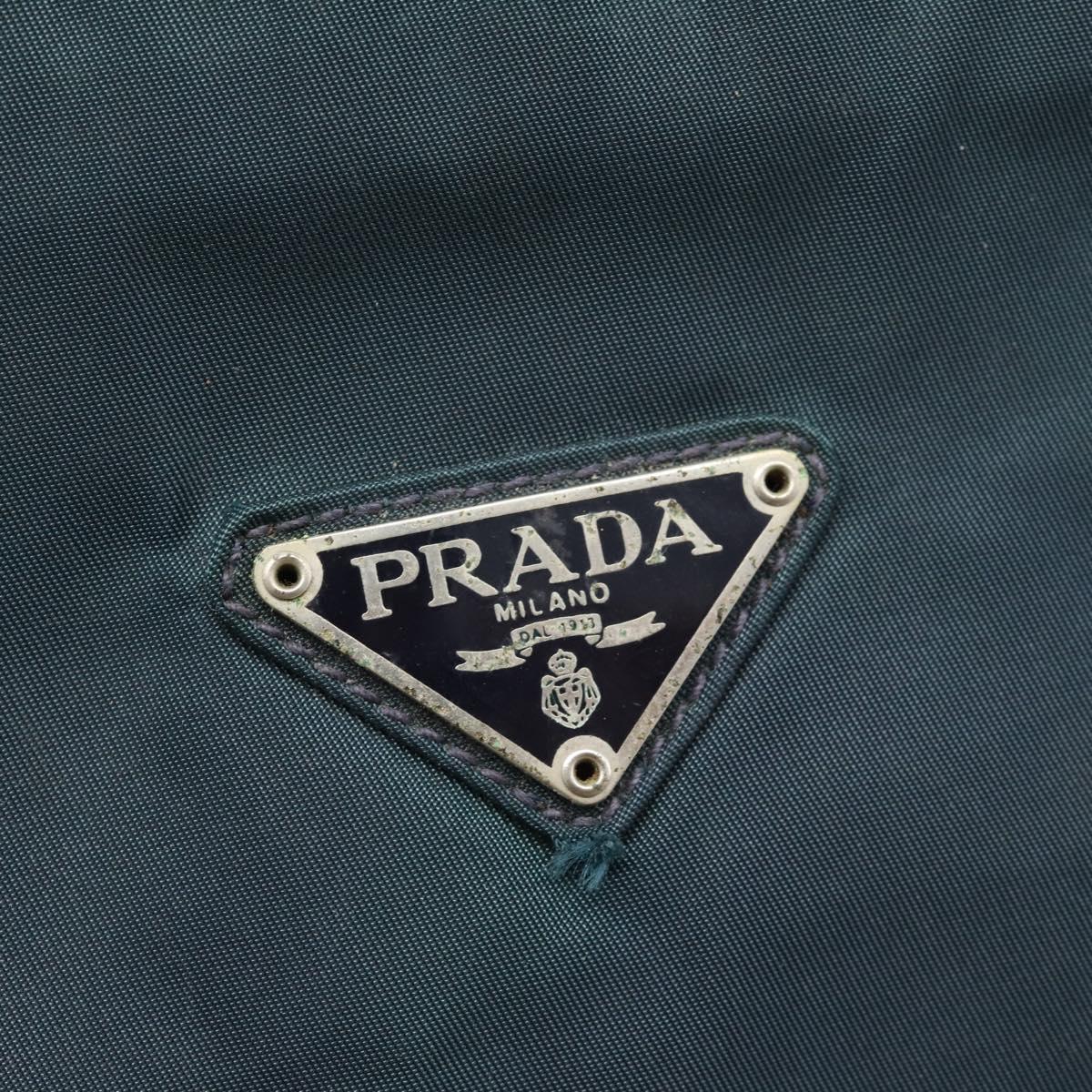 PRADA Hand Bag Nylon Green Silver Auth 188780