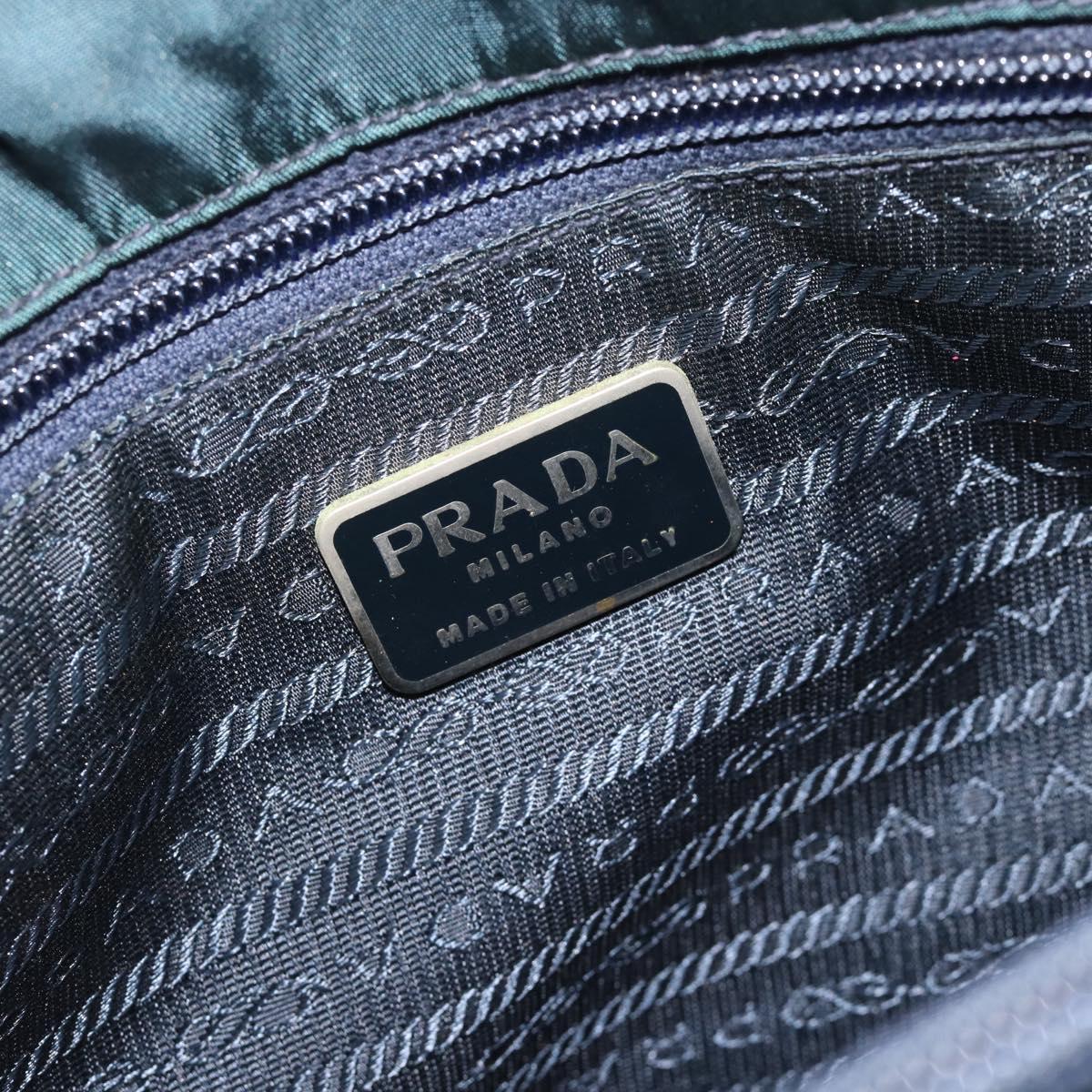 PRADA Hand Bag Nylon Green Silver Auth 188780