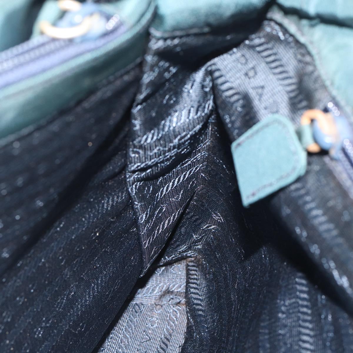 PRADA Hand Bag Nylon Green Silver Auth 188780