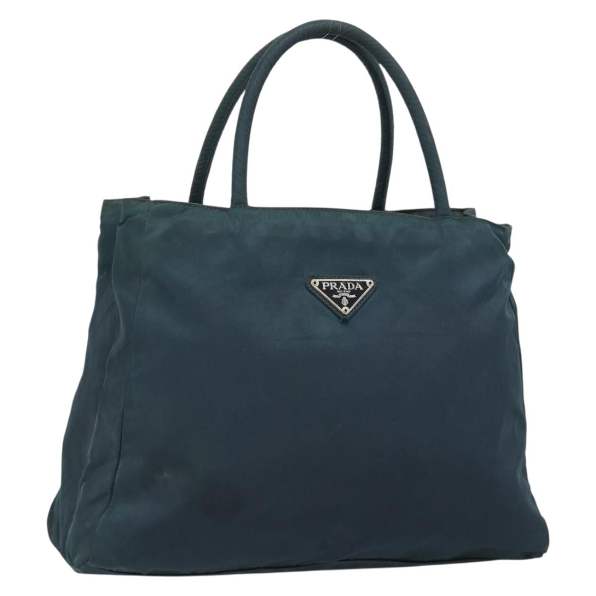 PRADA Hand Bag Nylon Green Silver Auth 188780